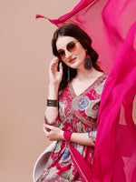 Thumbnail for Alia Cut Floral Printed & Embroidered Rayon Kurta With Pant & Dupatta, Multicolor - Hiral Fashion - Distacart