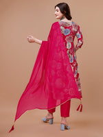 Thumbnail for Alia Cut Floral Printed & Embroidered Rayon Kurta With Pant & Dupatta, Multicolor - Hiral Fashion - Distacart