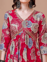 Thumbnail for Alia Cut Floral Printed & Embroidered Rayon Kurta With Pant & Dupatta, Multicolor - Hiral Fashion - Distacart