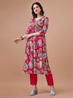 Thumbnail for Alia Cut Floral Printed & Embroidered Rayon Kurta With Pant & Dupatta, Multicolor - Hiral Fashion - Distacart