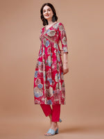Thumbnail for Alia Cut Floral Printed & Embroidered Rayon Kurta With Pant & Dupatta, Multicolor - Hiral Fashion - Distacart