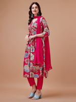 Thumbnail for Alia Cut Floral Printed & Embroidered Rayon Kurta With Pant & Dupatta, Multicolor - Hiral Fashion - Distacart
