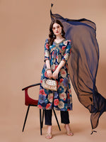 Thumbnail for Alia Cut Floral Printed & Embroidered Rayon Kurta With Pant & Dupatta, Multicolor - Hiral Fashion - Distacart