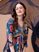 Thumbnail for Alia Cut Floral Printed & Embroidered Rayon Kurta With Pant & Dupatta, Multicolor - Hiral Fashion - Distacart