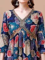 Thumbnail for Alia Cut Floral Printed & Embroidered Rayon Kurta With Pant & Dupatta, Multicolor - Hiral Fashion - Distacart