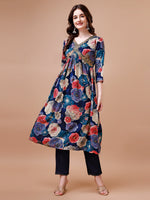 Thumbnail for Alia Cut Floral Printed & Embroidered Rayon Kurta With Pant & Dupatta, Multicolor - Hiral Fashion - Distacart
