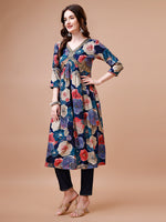 Thumbnail for Alia Cut Floral Printed & Embroidered Rayon Kurta With Pant & Dupatta, Multicolor - Hiral Fashion - Distacart