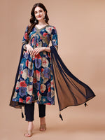 Thumbnail for Alia Cut Floral Printed & Embroidered Rayon Kurta With Pant & Dupatta, Multicolor - Hiral Fashion - Distacart