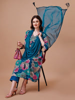 Thumbnail for Alia Cut Floral Printed & Embroidered Rayon Kurta With Pant & Dupatta, Multicolor - Hiral Fashion - Distacart