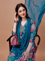 Thumbnail for Alia Cut Floral Printed & Embroidered Rayon Kurta With Pant & Dupatta, Multicolor - Hiral Fashion - Distacart