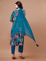 Thumbnail for Alia Cut Floral Printed & Embroidered Rayon Kurta With Pant & Dupatta, Multicolor - Hiral Fashion - Distacart