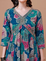 Thumbnail for Alia Cut Floral Printed & Embroidered Rayon Kurta With Pant & Dupatta, Multicolor - Hiral Fashion - Distacart