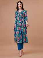 Thumbnail for Alia Cut Floral Printed & Embroidered Rayon Kurta With Pant & Dupatta, Multicolor - Hiral Fashion - Distacart