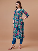 Thumbnail for Alia Cut Floral Printed & Embroidered Rayon Kurta With Pant & Dupatta, Multicolor - Hiral Fashion - Distacart