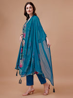Thumbnail for Alia Cut Floral Printed & Embroidered Rayon Kurta With Pant & Dupatta, Multicolor - Hiral Fashion - Distacart