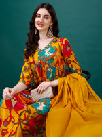 Thumbnail for Alia Cut Hand Embroidered & Printed Pure Chinon Kurta With Pant & Dupatta, Multicolor - Hiral Fashion - Distacart
