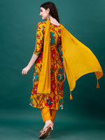 Thumbnail for Alia Cut Hand Embroidered & Printed Pure Chinon Kurta With Pant & Dupatta, Multicolor - Hiral Fashion - Distacart