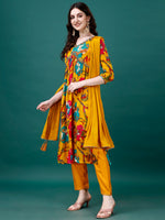 Thumbnail for Alia Cut Hand Embroidered & Printed Pure Chinon Kurta With Pant & Dupatta, Multicolor - Hiral Fashion - Distacart
