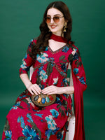 Thumbnail for Alia Cut Hand Embroidered & Printed Pure Chinon Kurta With Pant & Dupatta, Multicolor - Hiral Fashion - Distacart