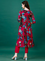 Thumbnail for Alia Cut Hand Embroidered & Printed Pure Chinon Kurta With Pant & Dupatta, Multicolor - Hiral Fashion - Distacart