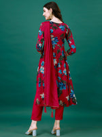 Thumbnail for Alia Cut Hand Embroidered & Printed Pure Chinon Kurta With Pant & Dupatta, Multicolor - Hiral Fashion - Distacart