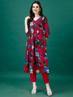 Thumbnail for Alia Cut Hand Embroidered & Printed Pure Chinon Kurta With Pant & Dupatta, Multicolor - Hiral Fashion - Distacart