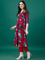 Thumbnail for Alia Cut Hand Embroidered & Printed Pure Chinon Kurta With Pant & Dupatta, Multicolor - Hiral Fashion - Distacart