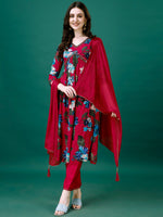 Thumbnail for Alia Cut Hand Embroidered & Printed Pure Chinon Kurta With Pant & Dupatta, Multicolor - Hiral Fashion - Distacart