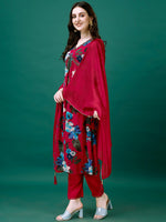 Thumbnail for Alia Cut Hand Embroidered & Printed Pure Chinon Kurta With Pant & Dupatta, Multicolor - Hiral Fashion - Distacart