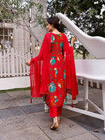 Thumbnail for Alia Cut Hand Embroidered & Floral Printed Kurta With Pant & Dupatta Premium, Multicolor - Hiral Fashion - Distacart