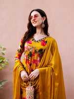 Thumbnail for Alia Cut Hand Embroidered & Floral Printed Kurta With Pant & Dupatta Premium, Multicolor - Hiral Fashion - Distacart