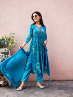 Thumbnail for Alia Cut Hand Embroidered & Floral Printed Kurta With Pant & Dupatta Premium, Multicolor - Hiral Fashion - Distacart