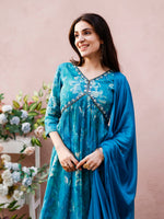 Thumbnail for Alia Cut Hand Embroidered & Floral Printed Kurta With Pant & Dupatta Premium, Multicolor - Hiral Fashion - Distacart