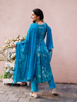 Thumbnail for Alia Cut Hand Embroidered & Floral Printed Kurta With Pant & Dupatta Premium, Multicolor - Hiral Fashion - Distacart