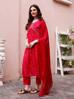 Thumbnail for Alia Cut Hand Embroidered & Floral Printed Kurta With Pant & Dupatta Premium, Multicolor - Hiral Fashion - Distacart