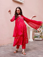 Thumbnail for Alia Cut Hand Embroidered & Floral Printed Kurta With Pant & Dupatta Premium, Multicolor - Hiral Fashion - Distacart