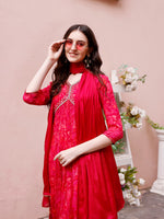 Thumbnail for Alia Cut Hand Embroidered & Floral Printed Kurta With Pant & Dupatta Premium, Multicolor - Hiral Fashion - Distacart