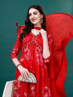 Thumbnail for Alia Cut Hand Embroidered & Printed Pure Chinon Kurat With Pant & Dupatta, Multicolor - Hiral Fashion - Distacart