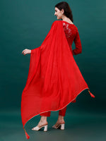 Thumbnail for Alia Cut Hand Embroidered & Printed Pure Chinon Kurat With Pant & Dupatta, Multicolor - Hiral Fashion - Distacart