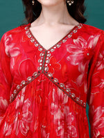 Thumbnail for Alia Cut Hand Embroidered & Printed Pure Chinon Kurat With Pant & Dupatta, Multicolor - Hiral Fashion - Distacart