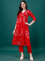 Thumbnail for Alia Cut Hand Embroidered & Printed Pure Chinon Kurat With Pant & Dupatta, Multicolor - Hiral Fashion - Distacart