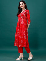 Thumbnail for Alia Cut Hand Embroidered & Printed Pure Chinon Kurat With Pant & Dupatta, Multicolor - Hiral Fashion - Distacart