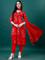 Thumbnail for Alia Cut Hand Embroidered & Printed Pure Chinon Kurat With Pant & Dupatta, Multicolor - Hiral Fashion - Distacart