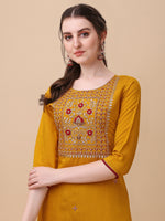 Thumbnail for Hand Embroidered Kurta With Pant & Banarasi Dupatta, Multicolor - Hiral Fashion - Distacart