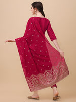 Thumbnail for Hand Embroidered Kurta With Pant & Banarasi Dupatta, Multicolor - Hiral Fashion - Distacart