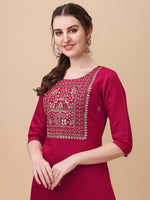 Thumbnail for Hand Embroidered Kurta With Pant & Banarasi Dupatta, Multicolor - Hiral Fashion - Distacart