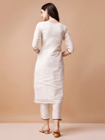 Thumbnail for Hand Embroidered Kurta With Pant & Banarasi Jacquard Dupatta, Multicolor - Hiral Fashion - Distacart