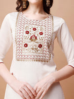Thumbnail for Hand Embroidered Kurta With Pant & Banarasi Jacquard Dupatta, Multicolor - Hiral Fashion - Distacart