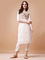 Thumbnail for Hand Embroidered Kurta With Pant & Banarasi Jacquard Dupatta, Multicolor - Hiral Fashion - Distacart