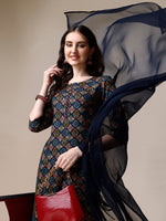 Thumbnail for Printed Kurta With Pant & Dupatta Set, Multicolor - Hiral Fashion - Distacart